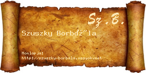 Szuszky Borbála névjegykártya